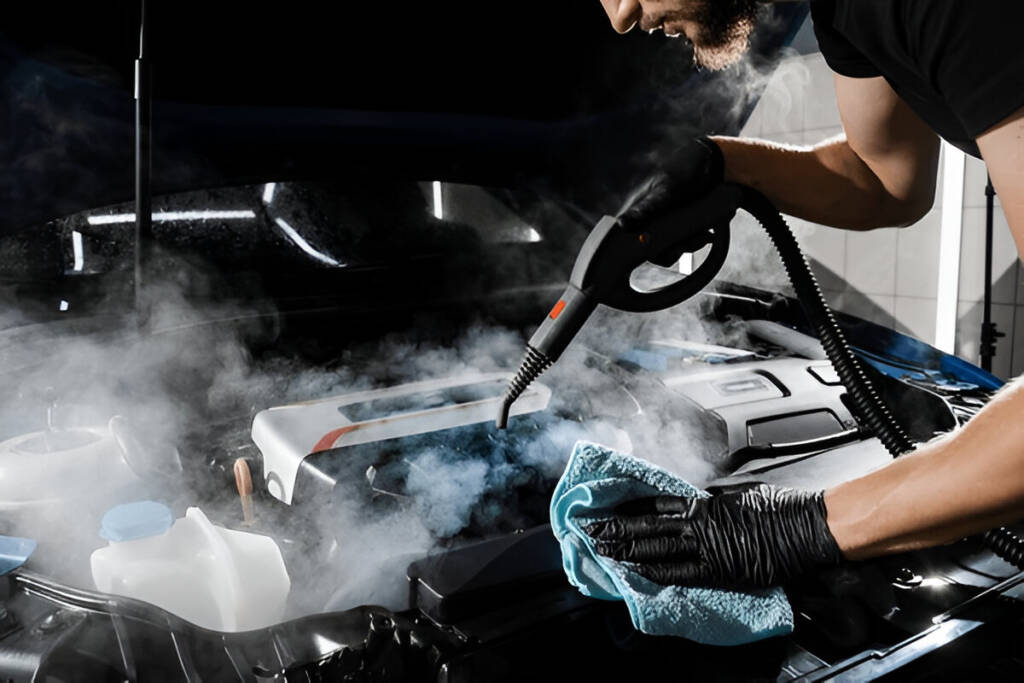 Motor temizliğinde buhar uygulaması