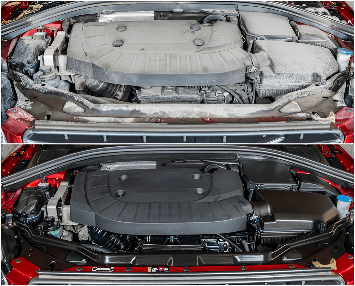 Motor temizliği öncesi ve sonrası görünüm